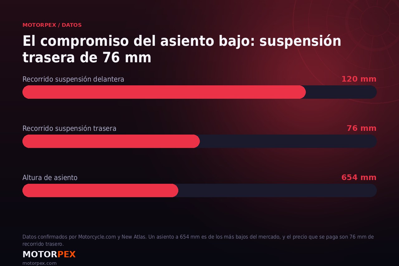 Gráfico con el recorrido de suspensión y la altura de asiento de la Indian Sport Scout RT